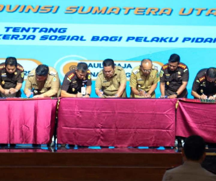 Wesly dengan Kepala Daerah se-Sumut Teken MoU Pelaksanaan Pidana Kerja Sosial bagi Pelaku Pidana