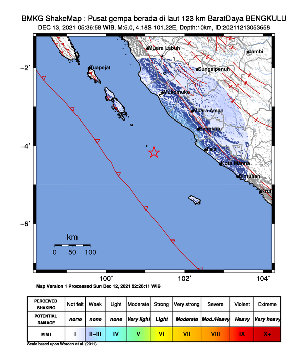 Gempa Magnitudo 5 Guncang Bengkulu, Tak Berpotensi Tsunami