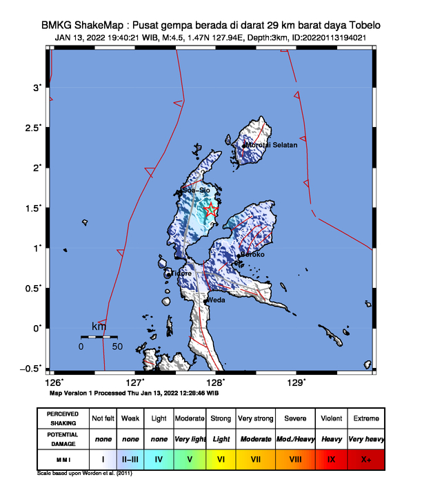 Halmahera Utara Diguncang Gempa Magnitudo 4.5
