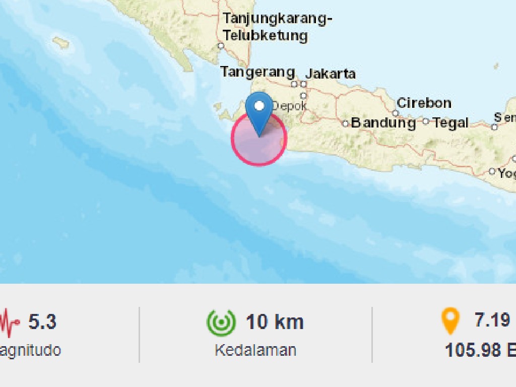 Gempa Magnitudo 5,3 Getarkan Banten