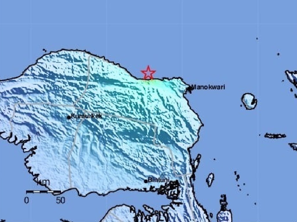 Gempa Tektonik Magnitudo 5,1 di Manokwari Papua Barat