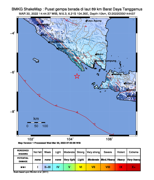 Tanggamus Lampung Diguncang Gempa Bumi Magnitudo 5,3