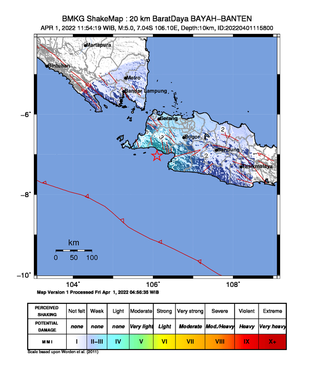 Terkini, Gempa Bumi Magnitudo 5.0 Guncang Bayah Banten