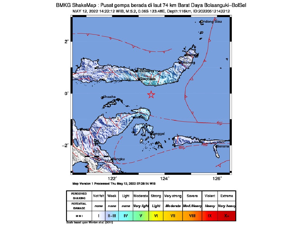 Gempa Bumi Magnitudo 5,2 Guncang Sulawesi Utara