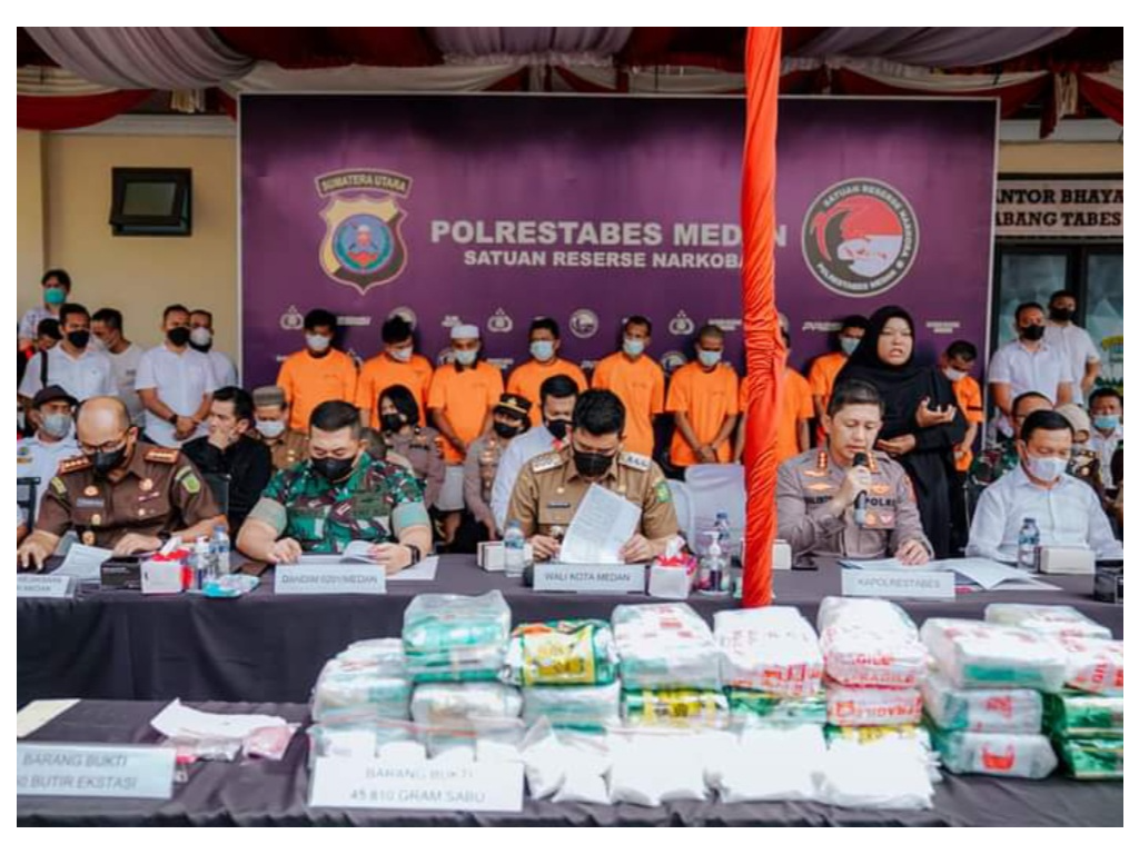Narkotika Seharga Rp 30 M Dimusnahkan di Medan, Tersangkanya 9 Orang