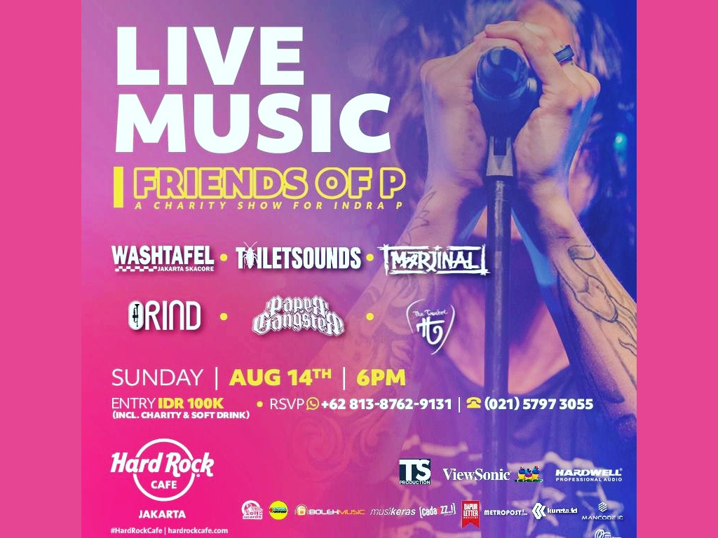 Galang Dana untuk Indra Plenyon, Konser Amal Friends Of P Digelar di Hard Rock Cafe Jakarta