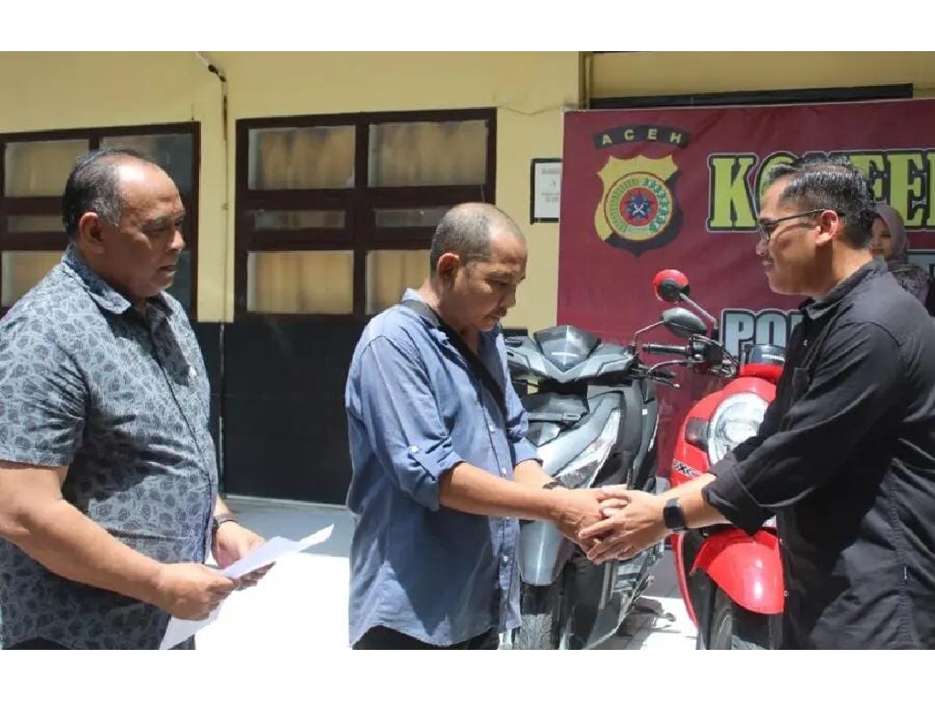 Polres Banda Aceh Kembalikan Sepeda Motor Hasil Pencurian