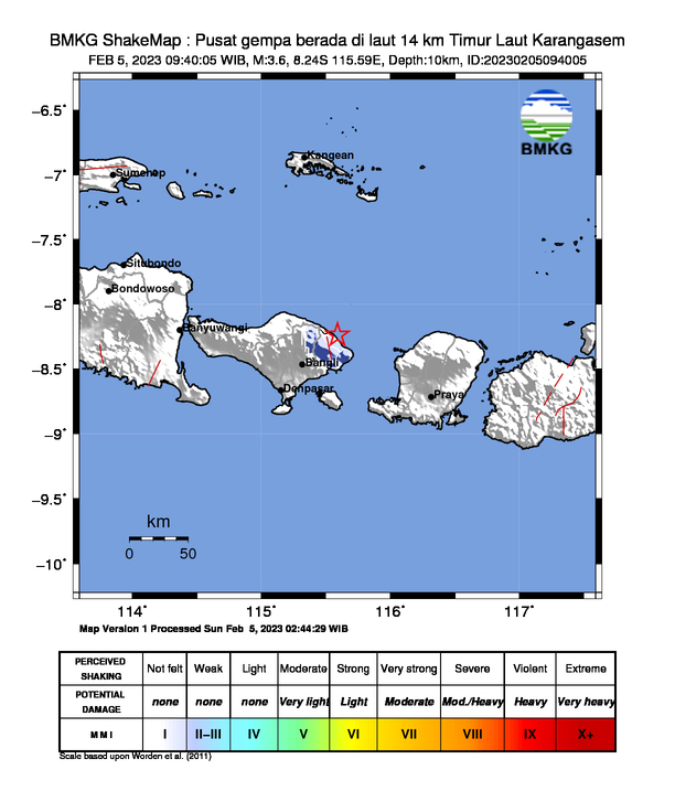 BMKG: Gempa Bumi Magnitudo 3.6 Guncang Pulau Bali