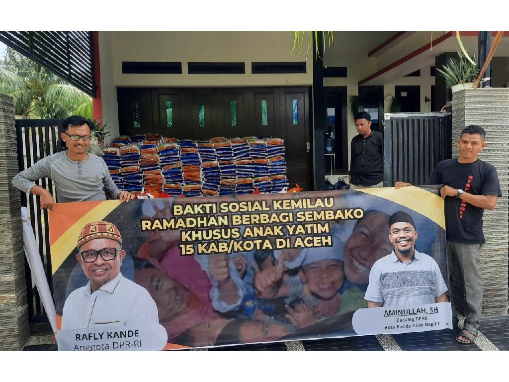 Kemilau Ramadan, Rafly Kande Bagikan 10.000 Paket Sembako untuk Anak Yatim di Aceh