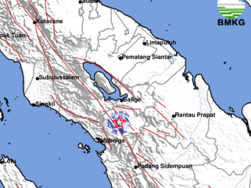 Gempa M 3.3 Goyang Tapanuli Utara