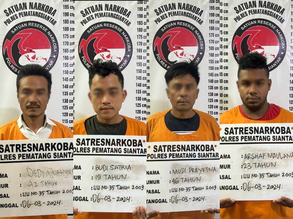 Gegara Sabu, 4 Warga Simalungun Ditangkap Sat Resnarkoba Polres Pematangsiantar