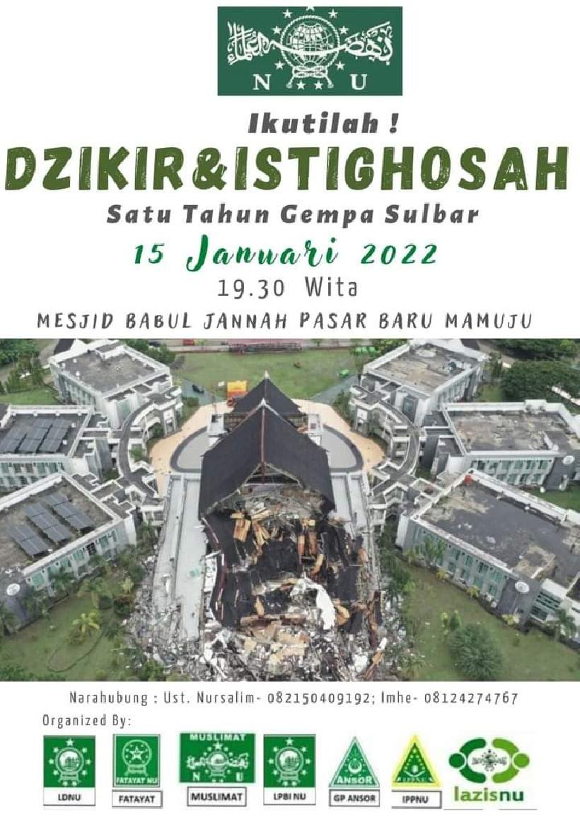 Satu Tahun Gempa Sulbar, NU akan Gelar Zikir dan Istighosah