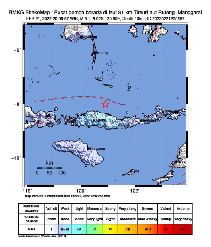 Gempa Susulan Bermagnitudo 5.1 Guncang Kabupaten Manggarai