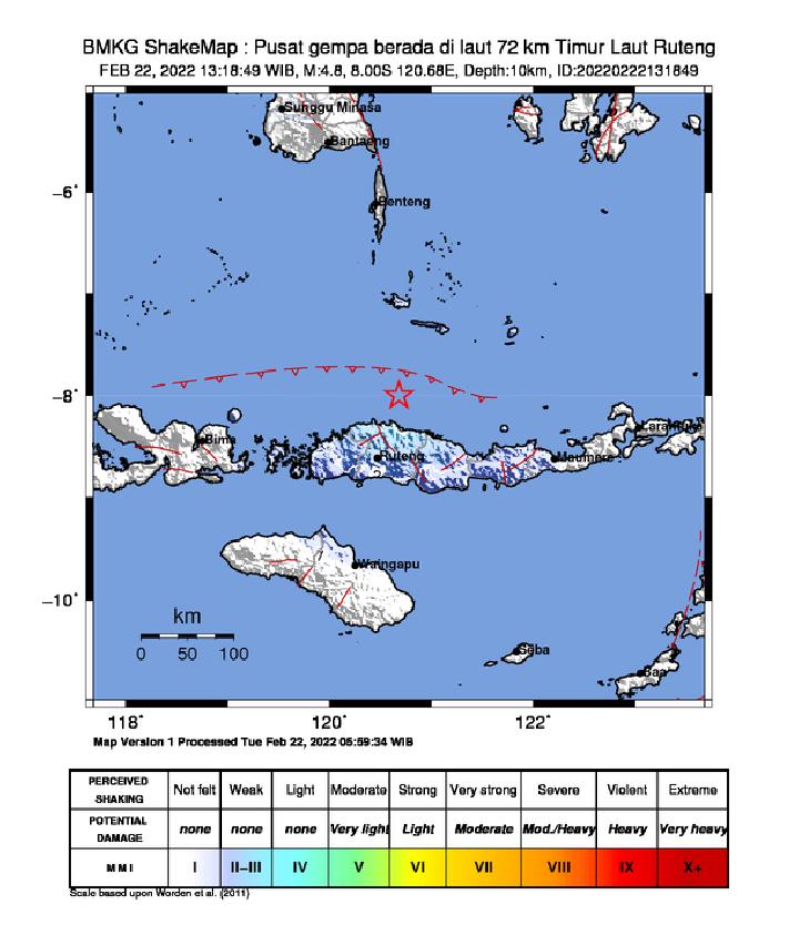 Kota Ruteng Kembali Diguncang Gempa Bermagnitudo 4.8