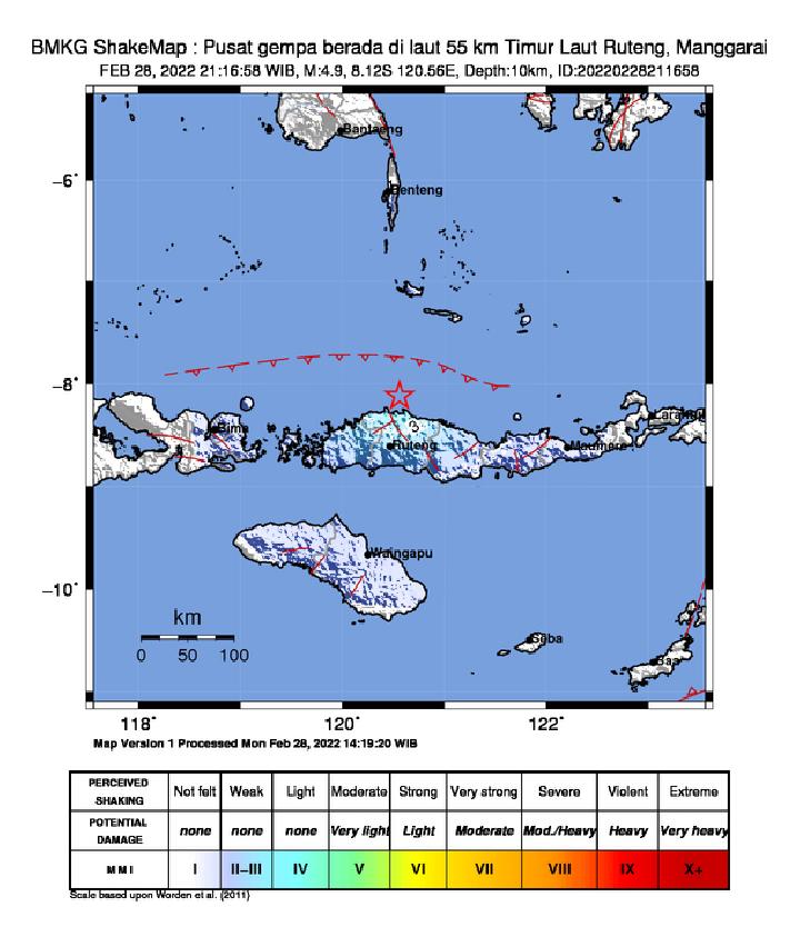 Gempa Bermagnitudo 4.9 Guncang Kota Ruteng, Getarannya Dirasakan Hingga Pulau Sumba