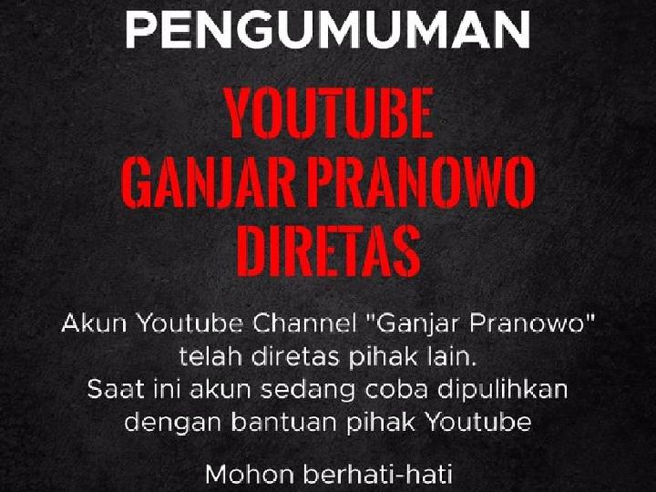 Kanal Youtubenya Diretas, Ini Pesan Ganjar untuk Masyarakat