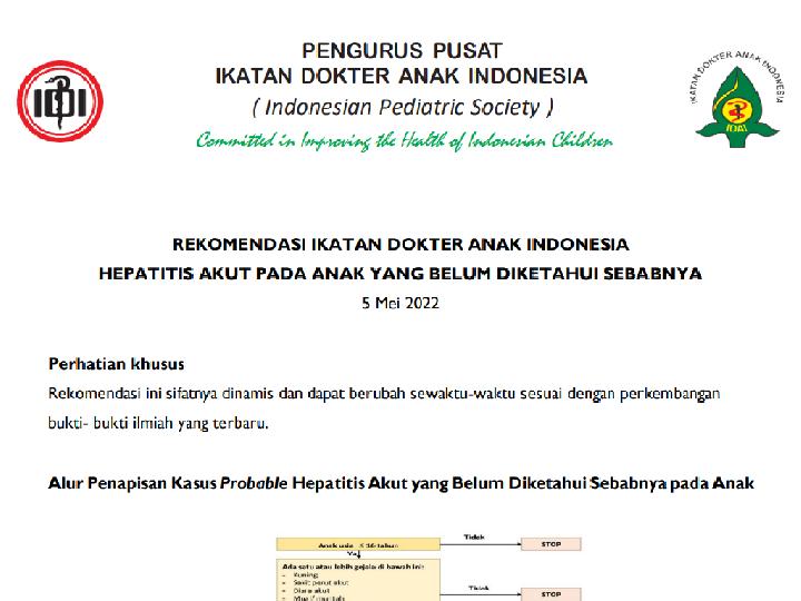 IDAI Terbitkan Rekomendasi Tata Laksana Penanganan Penyakit Hepatitis Akut pada Anak