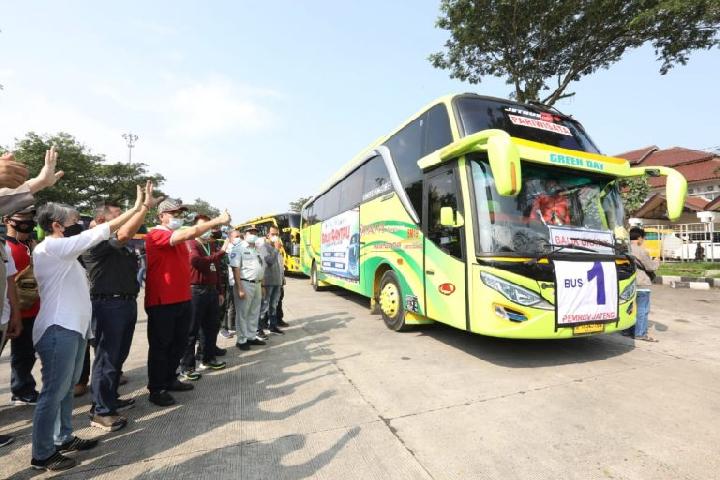 Balik Gratis Pemprov Jateng, 21 Bus Angkut 1.056 Penumpang dari Banyumas