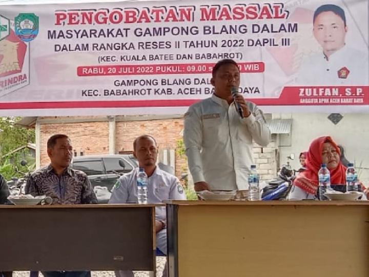 Anggota DPRK Abdya dari Gerindra Balut Reses dengan Pengobatan Massal