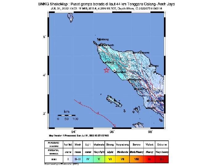 Aceh Diguncang Gempa 5.6 M, Terasa hingga Abdya