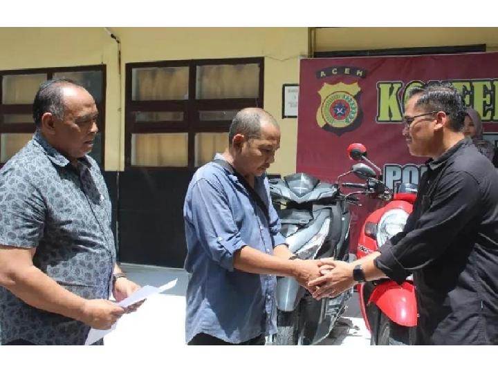 Polres Banda Aceh Kembalikan Sepeda Motor Hasil Pencurian