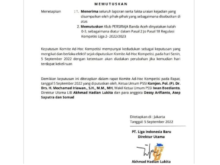 Dapat Sanksi dari PSSI Gegara Mati Lampu, Persiraja Kalah 0-3 atas PSMS Medan