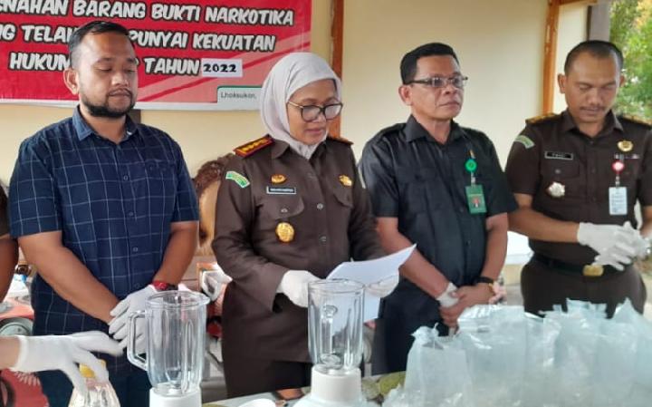 Kejari Aceh Utara Musnahkan 8,447 Gram Sabu Seharga Rp 8 Miliar