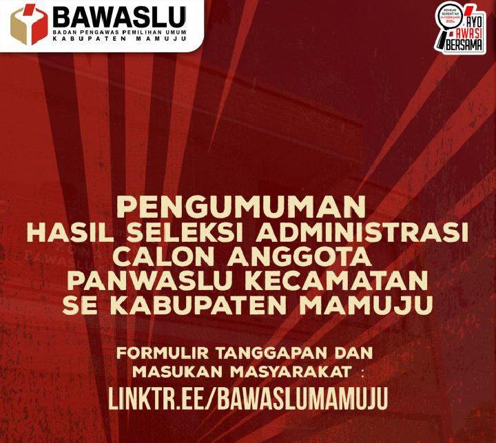 Ini 210 Nama Calon Anggota Panwascam se Mamuju yang Lolos Seleksi Administrasi