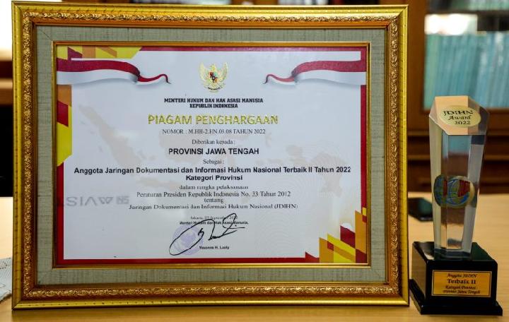 Jateng Peringkat 2 Nasional JDIHN Award 2022