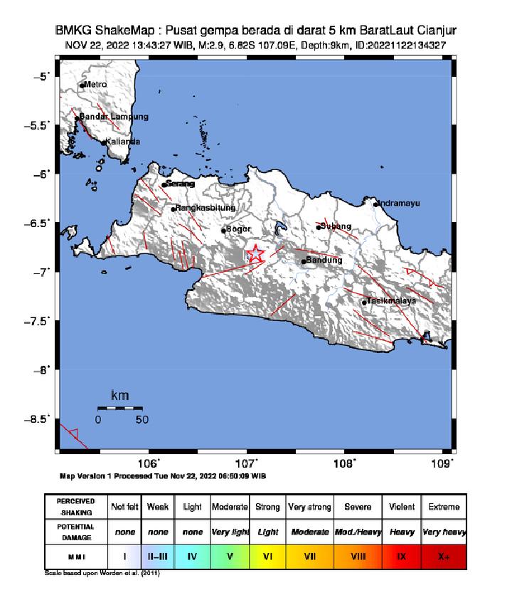 Selasa Siang, Cianjur Kembali Diguncang Gempa Magnitudo 2.9