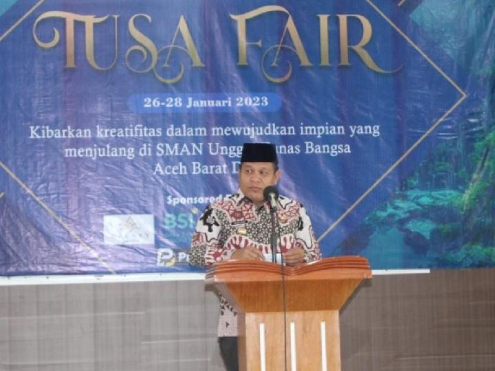 Pesan Pj Bupati Abdya saat Membuka Tusa Fair SMAN Unggul Tunas Bangsa