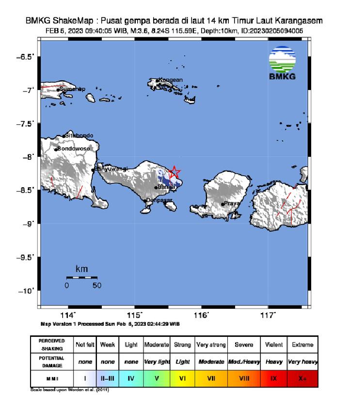 BMKG: Gempa Bumi Magnitudo 3.6 Guncang Pulau Bali