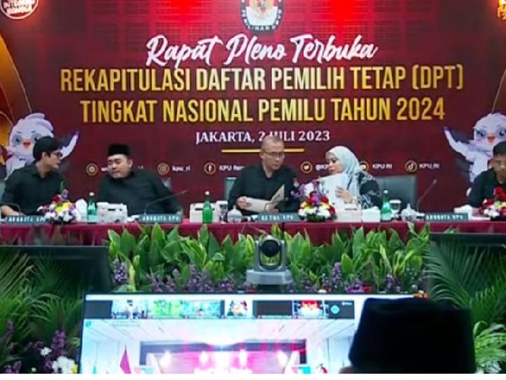 KPU Gelar Pleno Rekapitulasi Daftar Pemilih Tetap Pemilu 2024