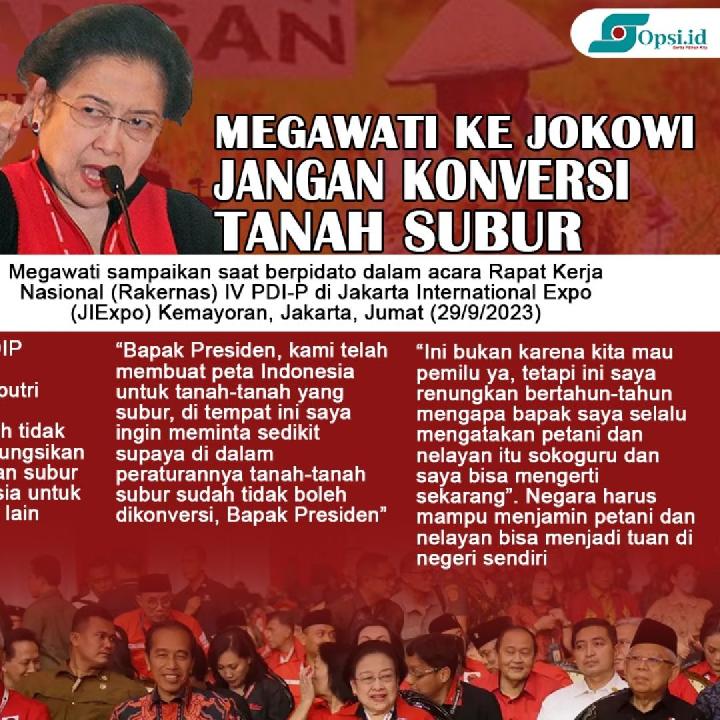 Infografis: Megawati ke Jokowi, Jangan Konversi Lahan Subur
