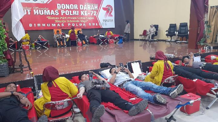 Sambut HUT ke-72 Humas Polri, Bidhumas Polda Sulsel Gelar Donor Darah