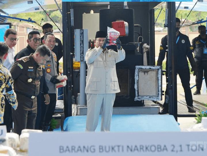 Prabowo Pimpin Pemusnahan 214 Ton Narkoba Senilai Rp 29 Triliun di Mabes Polri