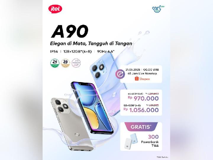 Itel A90 Meluncur, Harga Mulai Rp970.000 di Shopee Super Brand Day