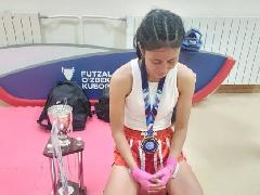 Kickboxer asal Sumut Aprilia Eka Putri Lumbantungkup Juara di Uzbekistan Kickboxing World Cup 2025