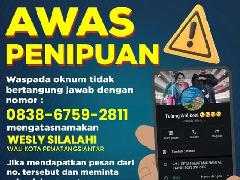 Awas Penipuan: Nomor Mengatasnamakan Wali Kota Pematangsiantar Wesly Silalahi