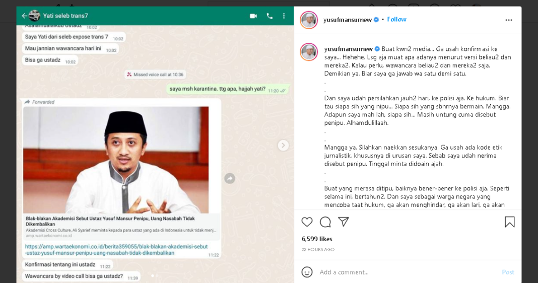 Dituduh Menipu Nasabah, Ini Klarifikasi Ustaz Yusuf Mansur Dituduh Menipu Nasabah, Ini Klarifikasi Ustaz Yusuf Mansur
