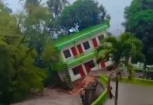 Hujan Deras di Sidimpuan, Satu Bangunan Lantai 2 Hanyut ke Sungai dan Ratusan Terendam