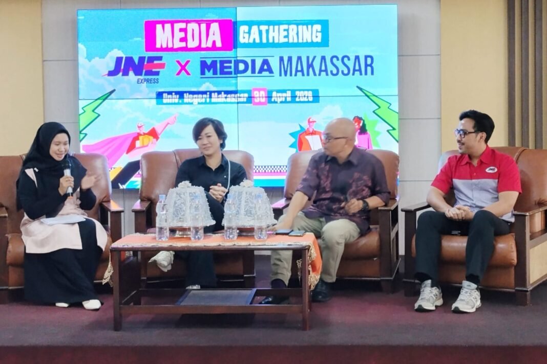 Media Gatering JNE di Menara Pinisi UNM, Kamis 30 April 2026. (Foto: Opsi/Rio)
