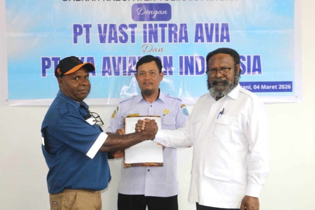 Atasi Keterisolasian, Pemkab Tolikara Jalin Kerja Sama Penerbangan Subsidi dengan PT Vast Intra Avia dan PT Eya Aviation Indonesia bupati tolikara