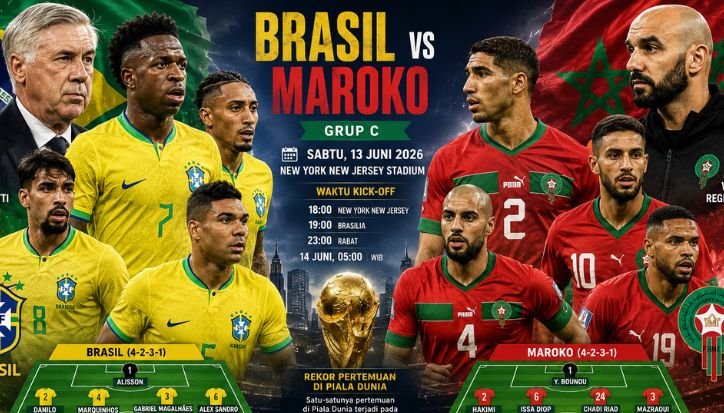 Brasil vs Maroko: Duel Panas Grup C, Selecao Hadapi Kuda Hitam Afrika brasil