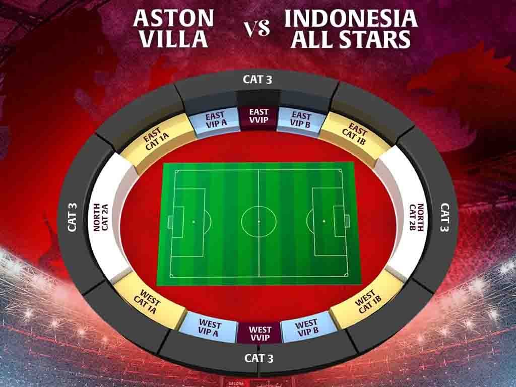 Daftar harga tiket pertandingan Aston Villa Vs Indonesia All Stars. (Foto: Istimewa)