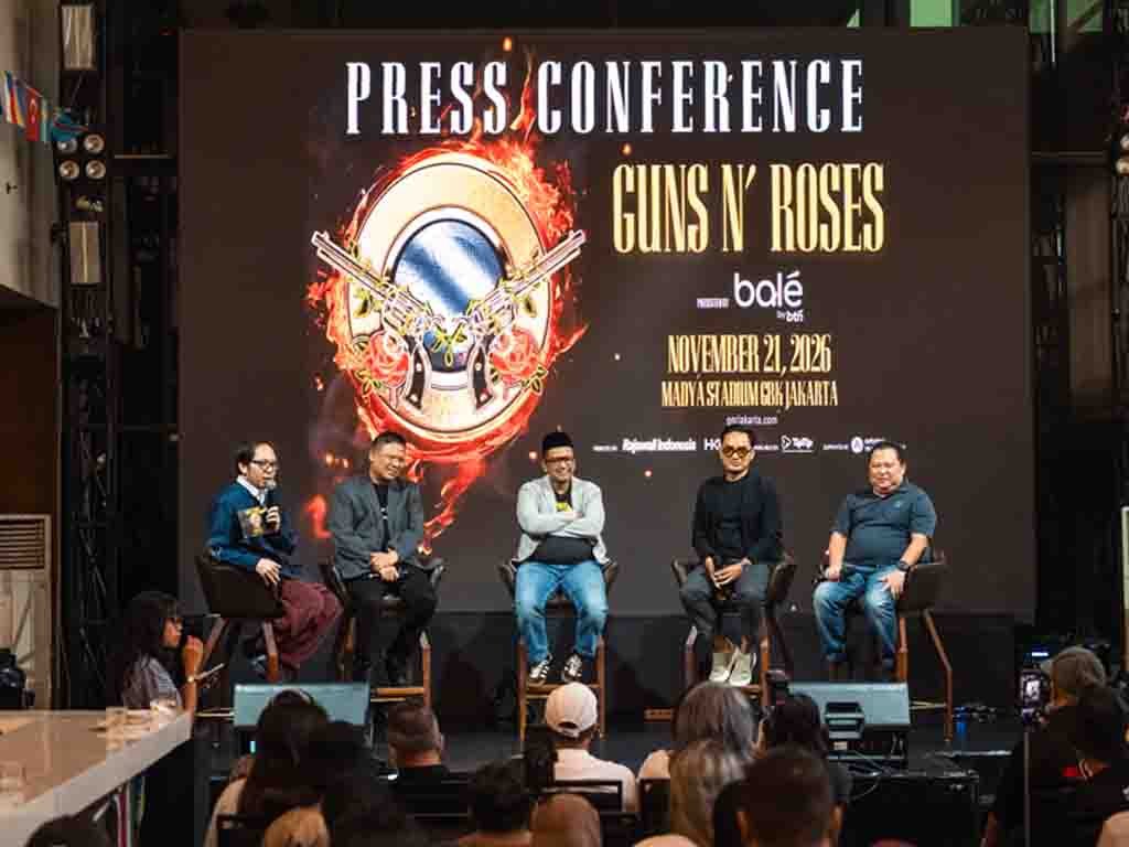 Suasana konferensi pers konser Guns N' Roses di Jakarta 2026. (Foto: Istimewa)