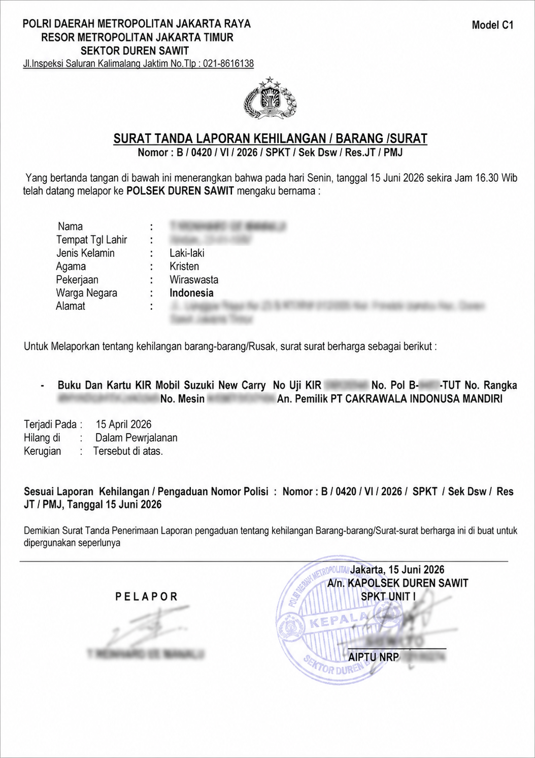 Info Kehilangan Buku KIR Nopol B 9487 TUT Info Kehilangan Buku KIR Nopol B 9487 TUT