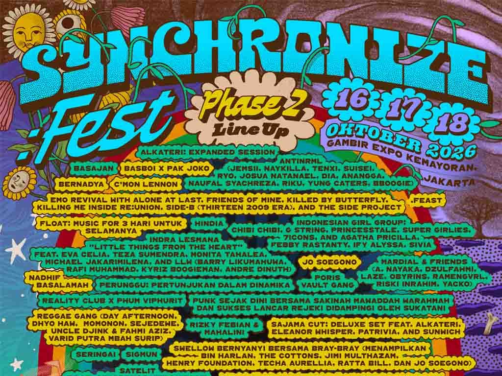 Poster line up sementara Synchronize Fest 2026. (Foto: Istimewa)